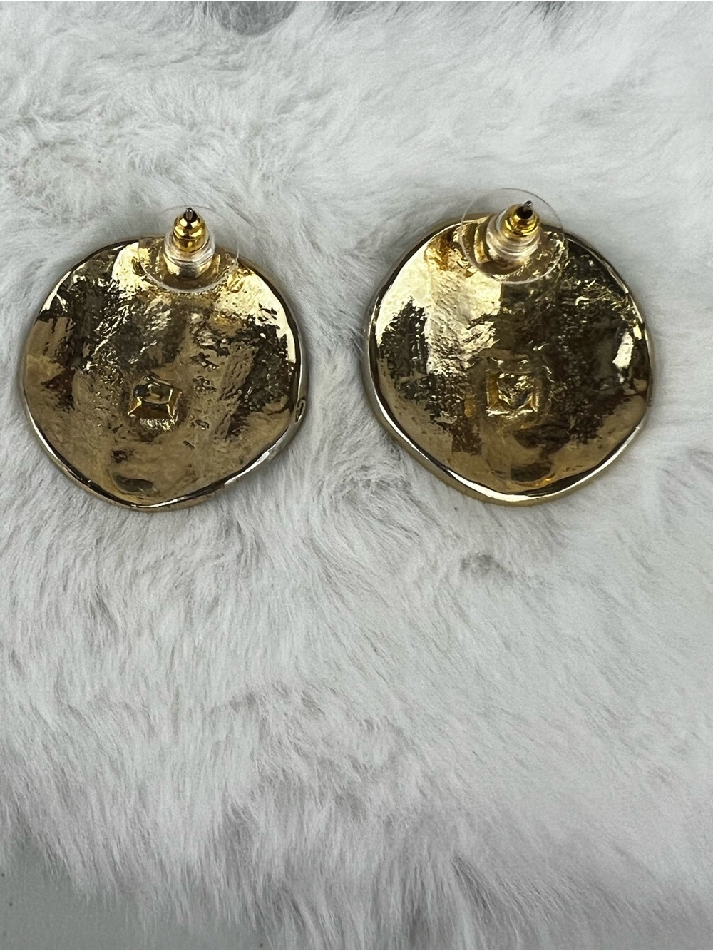 VTG 80s Green Blue Enamel Geometric Sun Landscape Post Earrings - Picture 4 of 8